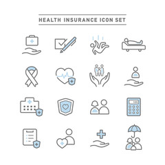 HEALTH INSURANCE ICON SET