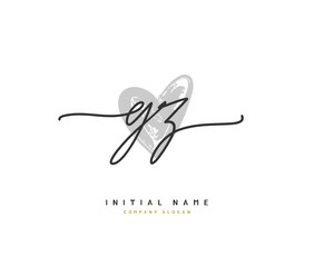 G Z GZ Beauty vector initial logo, handwriting logo of initial signature, wedding, fashion, jewerly, boutique, floral and botanical with creative template for any company or business.