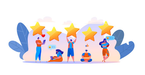 Vector customer feedback prople rating with stars
