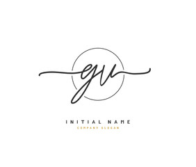 Naklejka na ściany i meble G V GV Beauty vector initial logo, handwriting logo of initial signature, wedding, fashion, jewerly, boutique, floral and botanical with creative template for any company or business.