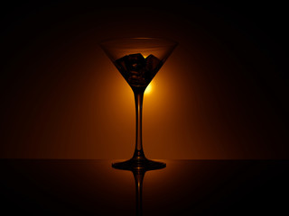 glass on black background