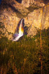 Rainbow over Bridalveiil Falls in Yosemite National Park