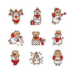 Vector Christmas characters icon set