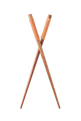 Wooden chopsticks isolated on white background