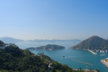 Naklejka na ściany i meble Blue sky and water landscape in Hong Kong