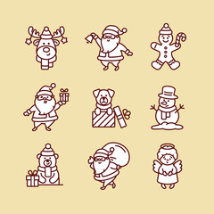 Fototapeta premium Vector Christmas characters icon set