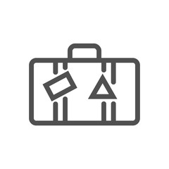 Travel suitcase with wheels line icon. Linear style icon. Flat design element. Editable stroke. 48x48 Pixel Perfect