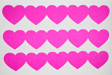 Set of pink fuchsia hearts isolated on white. Happy Valentines Day