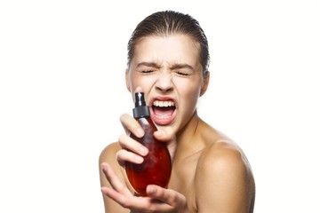 young woman with red pepper