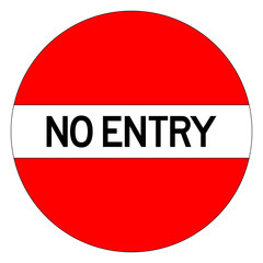 No entry Warning traffic signs vector. Red circle with text.
