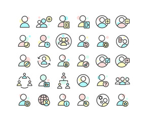 Users filled outline icon set. Vector and Illustration.