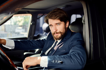 portrait of man in car