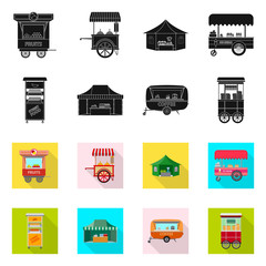 Isolated object of market and exterior logo. Set of market and food stock vector illustration.