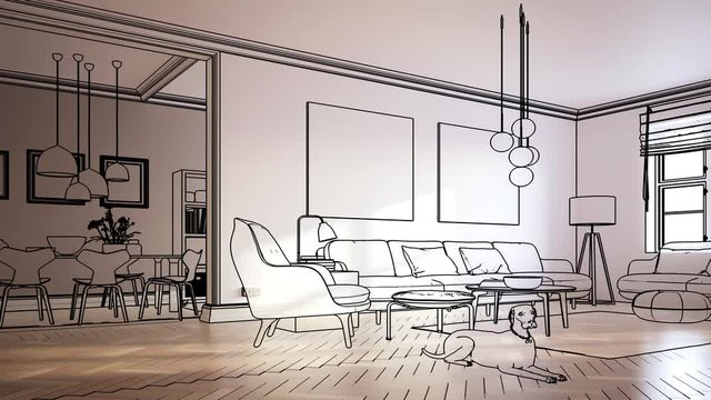 Modern Luxury Furnishings with a Dalmatian - looapble 3d visualization