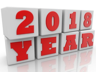 2018 year inscription on white toy blocks