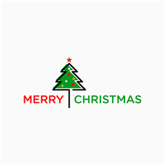 Vector flat cartoon outline Christmas tree fir spruce isolated on white background. christmas illustration background decoration tree. Abstract christmas tree icon design. - vector