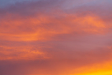 Beautiful dramatic sky and clouds at sunset.