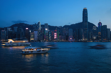 Night Hong Kong view from the Victoria Harbour