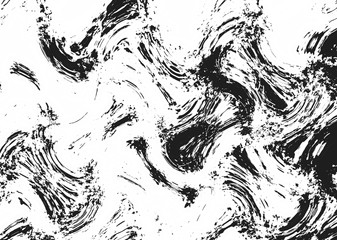 Abstract black paint splashes on white background. Artistic brush strokes. Monochrome grunge texture
