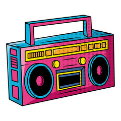 retro radio music player pop art style