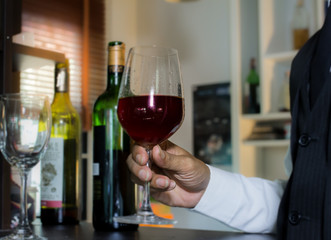 Cheers clinking of friends in party, a glass wine, 