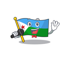 cartoon Singing flag djibouti while holding a microphone - 307317331