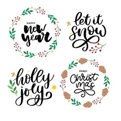 Christmas, new year, winter poster. Christmas greeting concept. Print design vector illustration. Vector calligraphy illustration. Slogan Set