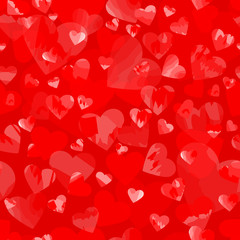 red and pink motley hearts. vector seamless pattern. valentines repetitive background. textile paint. fabric swatch. wrapping paper. continuous print. design element for card, ad, banner, invitation