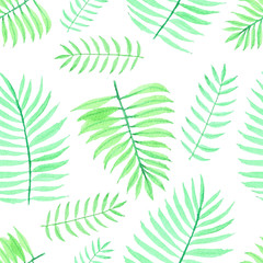 Leaves watercolor seamless pattern background. Vector illustration.