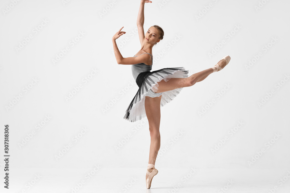 Wall mural ballet dancer on white background - Wall murals