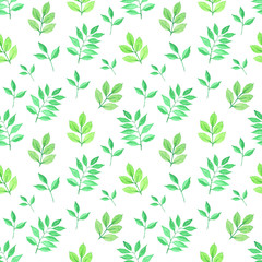 Leaves watercolor seamless pattern background. Vector illustration.