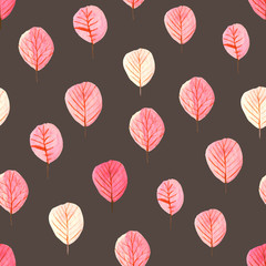 Tree watercolor seamless pattern background. Vector illustration.