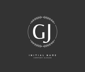 G J GJ Beauty vector initial logo, handwriting logo of initial signature, wedding, fashion, jewerly, boutique, floral and botanical with creative template for any company or business.