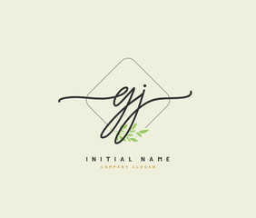 G J GJ Beauty vector initial logo, handwriting logo of initial signature, wedding, fashion, jewerly, boutique, floral and botanical with creative template for any company or business.