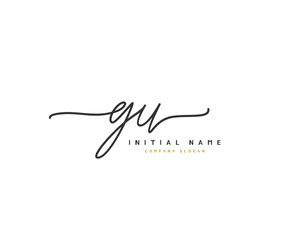 G U GU Beauty vector initial logo, handwriting logo of initial signature, wedding, fashion, jewerly, boutique, floral and botanical with creative template for any company or business.
