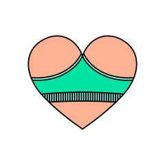 Women's booty in a heart shape with panties on it. Creative illustration for underwear shop, logo for lingerie store and funny valentines card print. Colored and isolated on white background. Raster