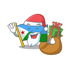 Santa with gift flag djibouti Cartoon character design - 307319710