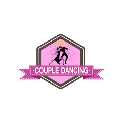 logo couple dance badge  vector design