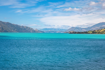 General Carrera lake and mountains beautiful landscape, Chile, Patagonia, South America