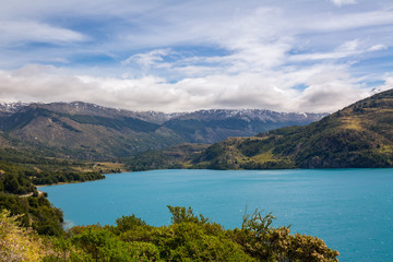 Fototapeta na wymiar General Carrera lake and mountains beautiful landscape, Chile, Patagonia, South America