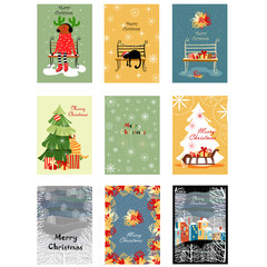 set of Christmas cards. greeting posters. vector merry Christmas greetings