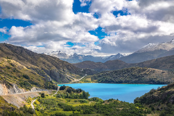 Fototapeta na wymiar Bertran lake and mountains beautiful landscape, Chile, Patagonia, South America
