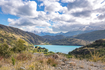 Bertran lake and mountains beautiful landscape, Chile, Patagonia, South America