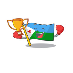 Super cool Boxing winner flag djibouti in mascot cartoon style - 307321579
