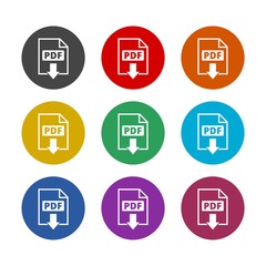 PDF color icon set isolated on white background