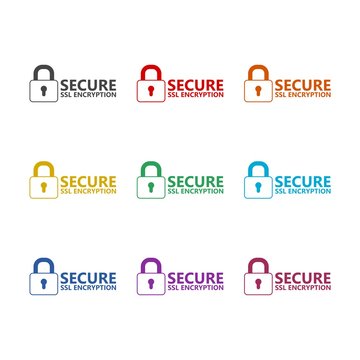 Secure internet connection SSL color icon set isolated on white background
