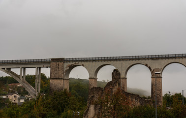 Isernia, Molise, Italy.  Santo Spirito railway bridge. View