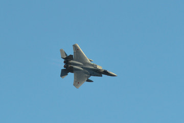 Fototapeta na wymiar Military aircraft flying for display