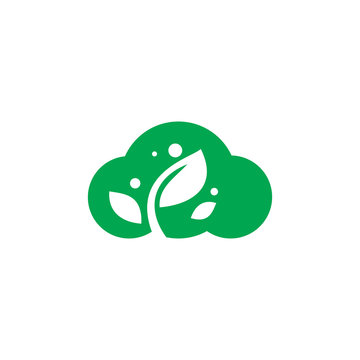 cloud leaf nature logo design