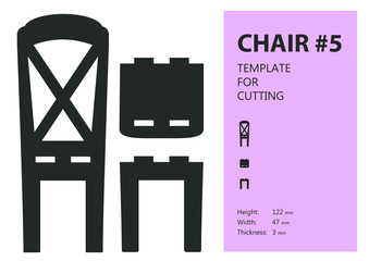 Furniture for doll house, vector template for laser cutting